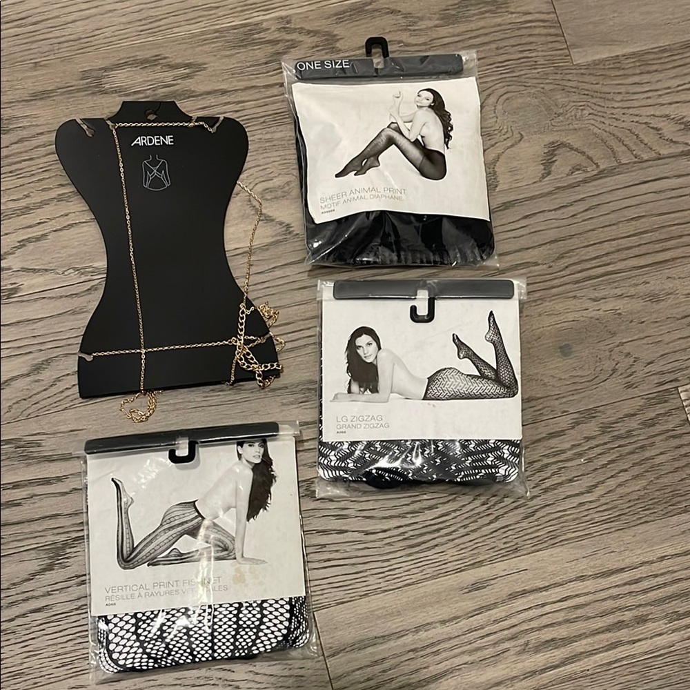 NEW - Ardene Body Chain. And 3 set of Stockings. Bundle